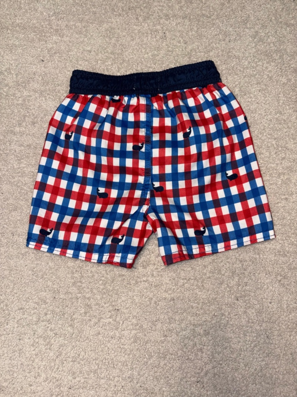 Crown & Ivy Baby Boy Whale Gingham Swim Trunks - Size 24M - Picture 2 of 3
